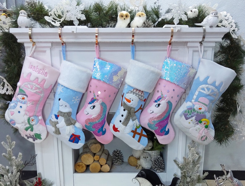 Mermaid Unicorn Snowman Christmas Girly Stockings for Girls - Etsy