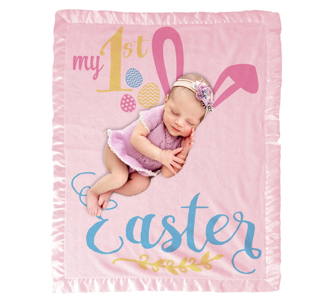 My First Easter Baby Gifts Girl Boy Personalized Baby Blanket Cute