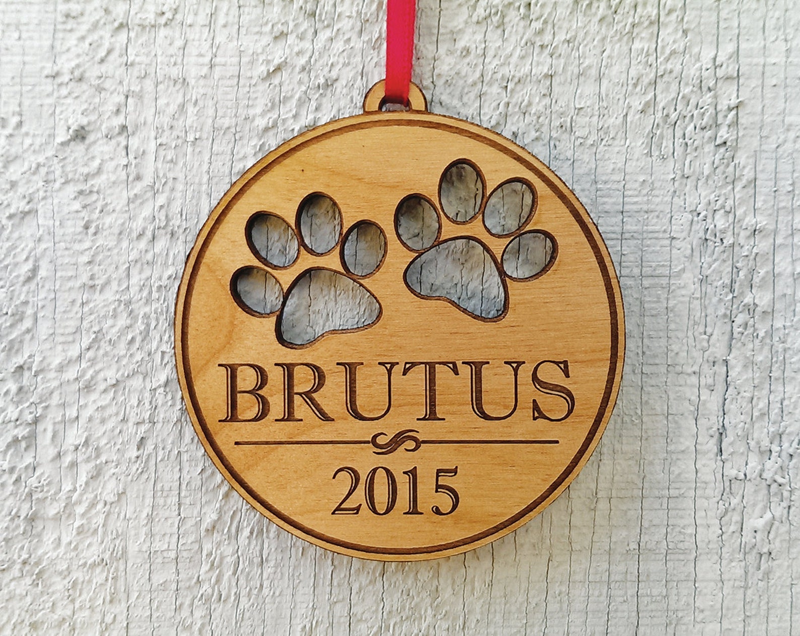 Custom Engraved Personalized Pet Ornament With Paw Prints Pets Etsy