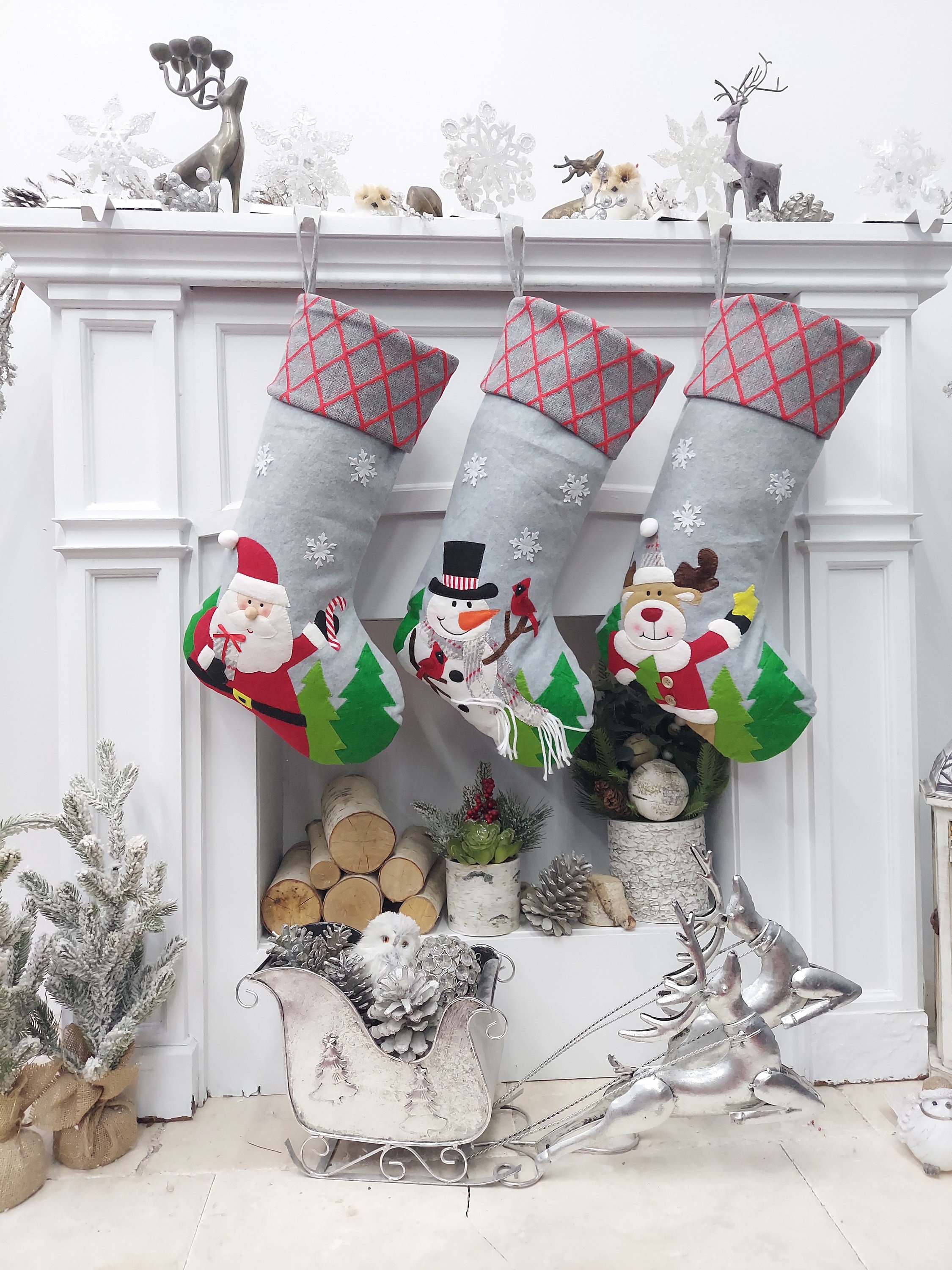 Personalized Christmas Stockings - Custom Names, 3D Reindeer/Snowman/Santa Designs, 18" Large Size 5 thumbnail image