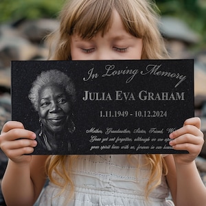 Photo Custom Memorial Stone - In Loving Memory, Personalized Grave Garden Plaque, Granite, Outdoor Cemetery Decor, Sympathy Gift, Tribute