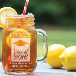 Classy Graduate Class of 2025  Graduation Party Favor Gift Engraved Mason Jar Glass Personalized Drinking Glass Engraved Gift