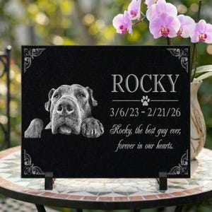 Personalized Pet Memorial Stone | Custom Grave Marker | Engraved Headstone for Cats & Dogs | Outdoor Animal Burial Monument | Pet Tombstone image 14
