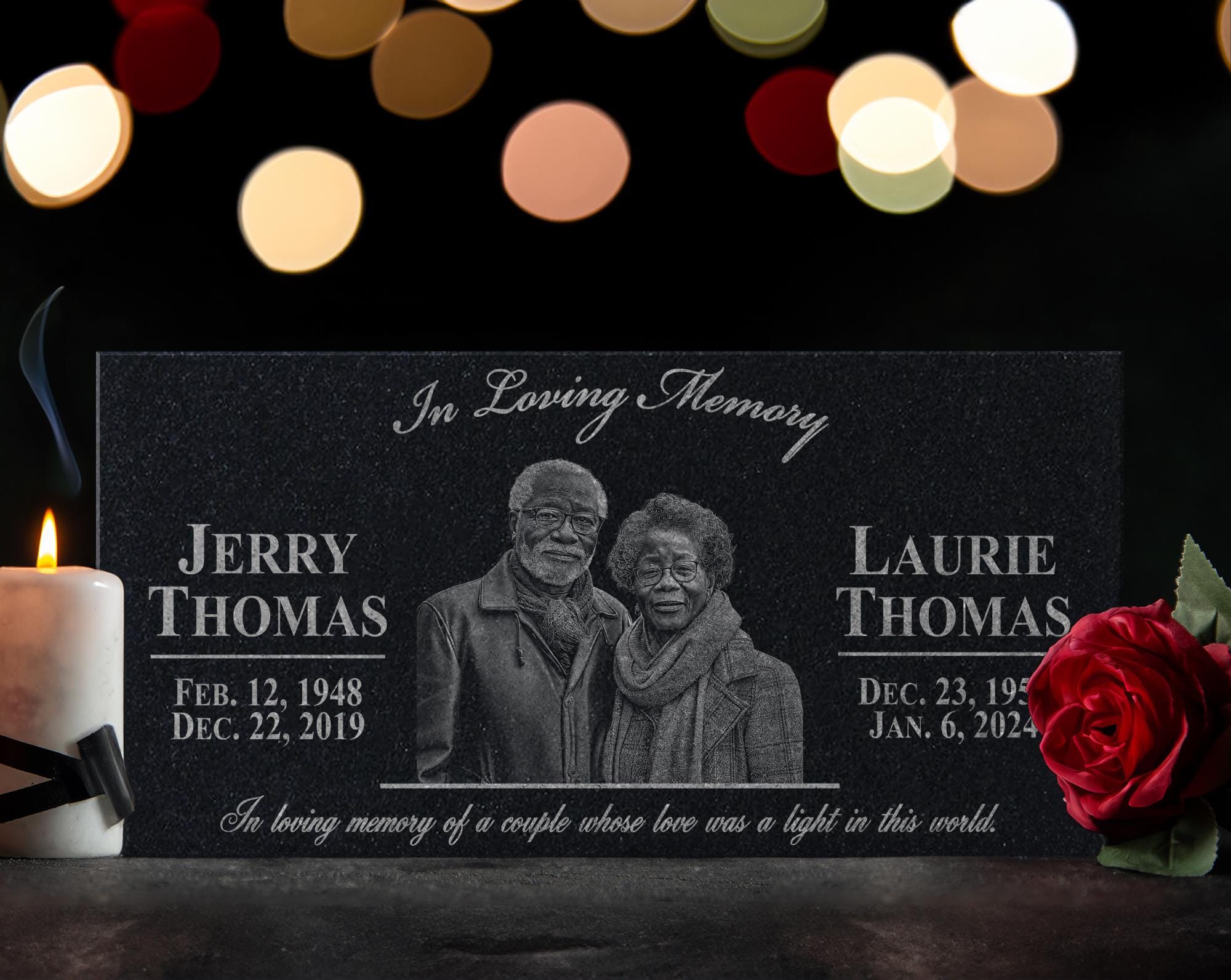 Rectangular Headstone Double Head Stone for Graves | Memorial Garden Stones for Parents ...
