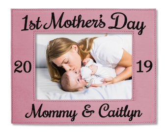 First Mother's Day Personalize 5x7 Photo Frame Gift from Daughter Son for Mothers Birthday 1st Mother's Day from Son Baby Husband for Mom