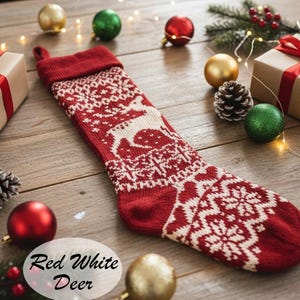 28" Personalized Knit Christmas Stockings | XL Fair Isle Reindeer ...