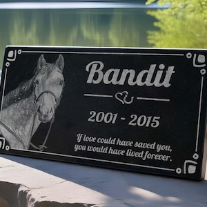 Personalized Horse Memorial Stone Pet  Horse Grave Marker Loss of Pet Headsone Black Granite Stone Custom Engraved Garden In Memory Stone