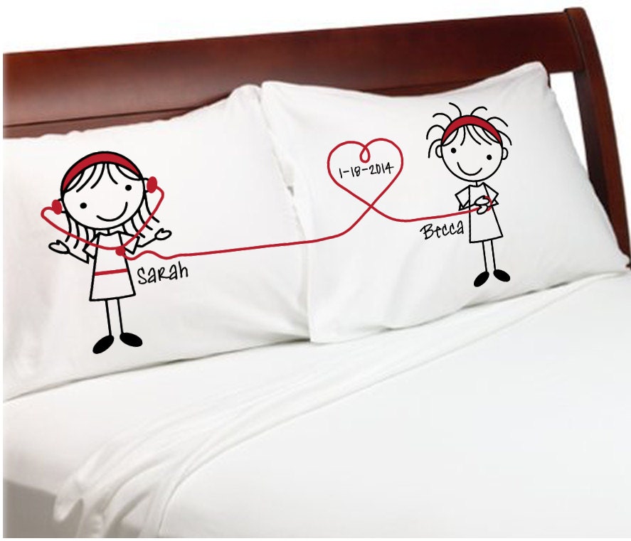 Listen To My Heart Girlfriends Lesbian Couple Pillowcases