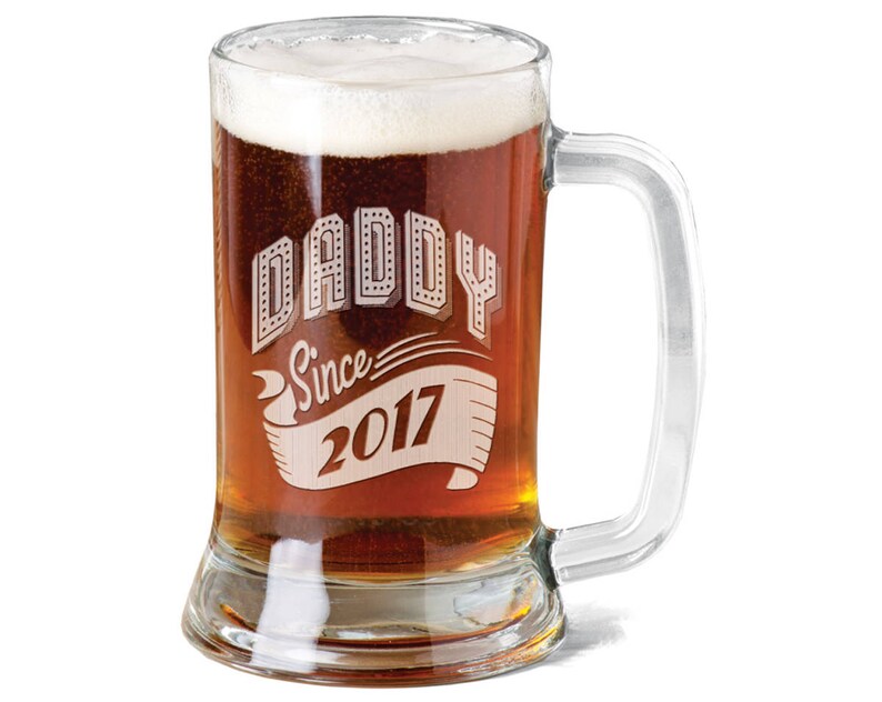 New Dad Gift Daddy Since 2020 Beer Mug 16 Oz Engraved Beer Glass Father's Day Gift Idea Etched from daughter son and wife for Fathers Day image 1