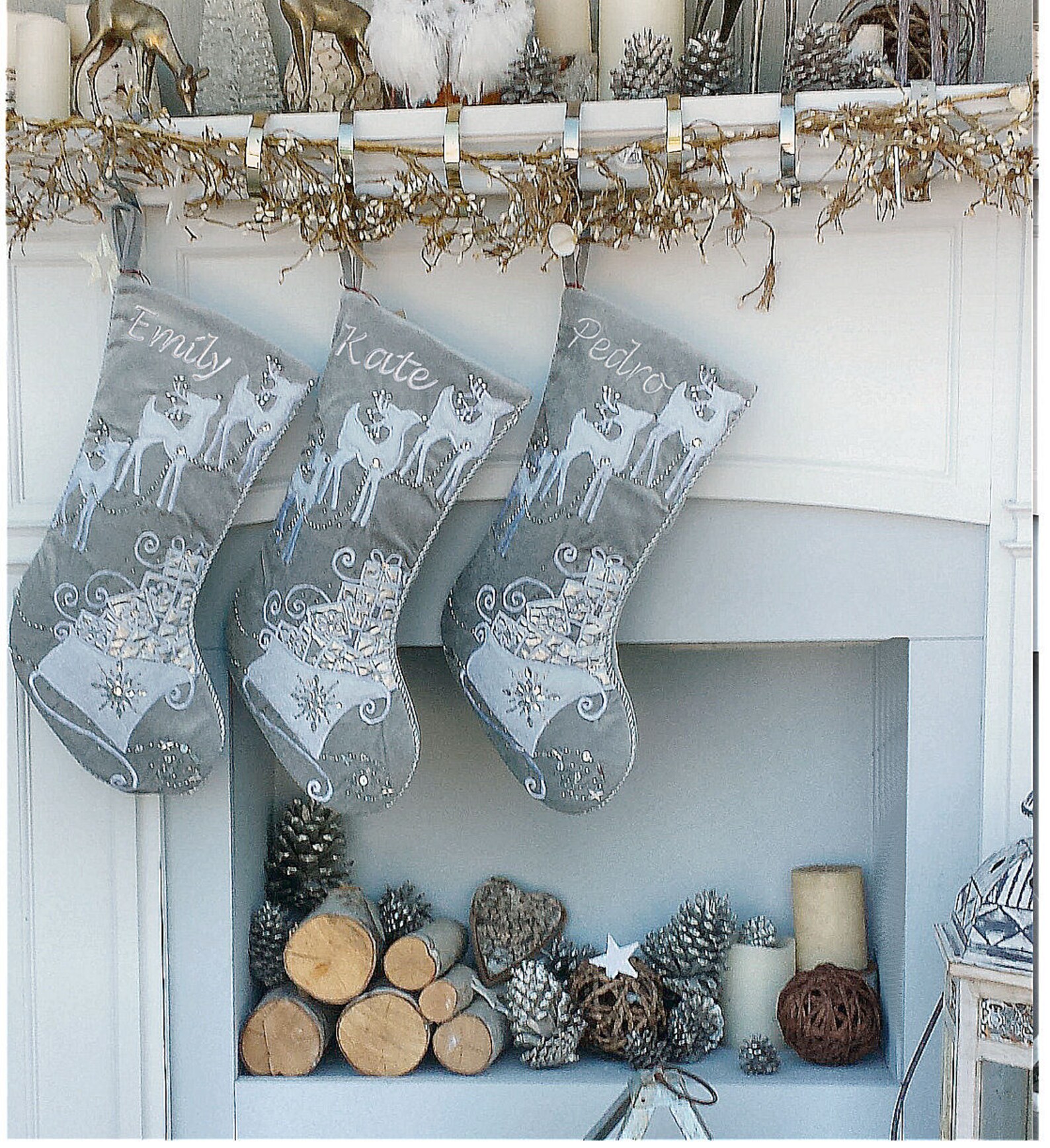 Personalized Silver Christmas Stockings Silver Velvet  Etsy