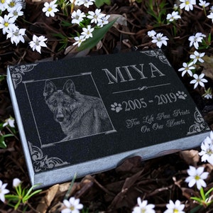 Personalized Custom Granite Dog Cat Memorial Headstone Waterproof Pet Cemetery Marker with Photo Plaque for Outdoor Garden Stepping Stone image 4