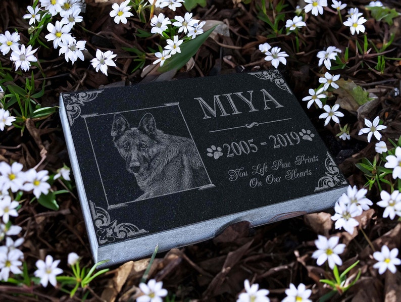 Personalized Custom Granite Dog Cat Memorial Headstone Waterproof Pet Cemetery Marker with Photo Plaque for Outdoor Garden Stepping Stone image 4