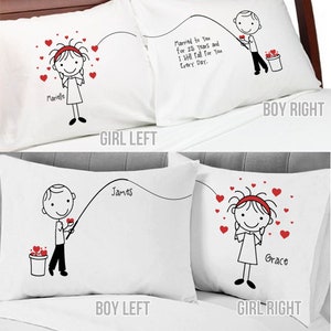 Cute Fishing for Love Boyfriend Girlfriend Valentines Day Gift Personalized Pillow Cover Couples Anniversary Stick People Bf Gf image 2