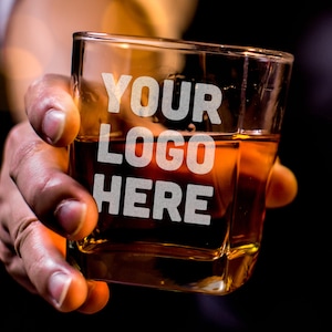 Engraved Whisky Glass Custom Logo Design for Bars, Pubs, Restaurants, Christmas Office Party Favors Clients, Employees, or Corporate  Gifts