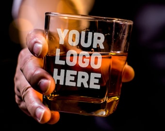 Engraved Whisky Glass Custom Logo Design for Bars, Pubs, Restaurants, Christmas Office Party Favors Clients, Employees, or Corporate  Gifts