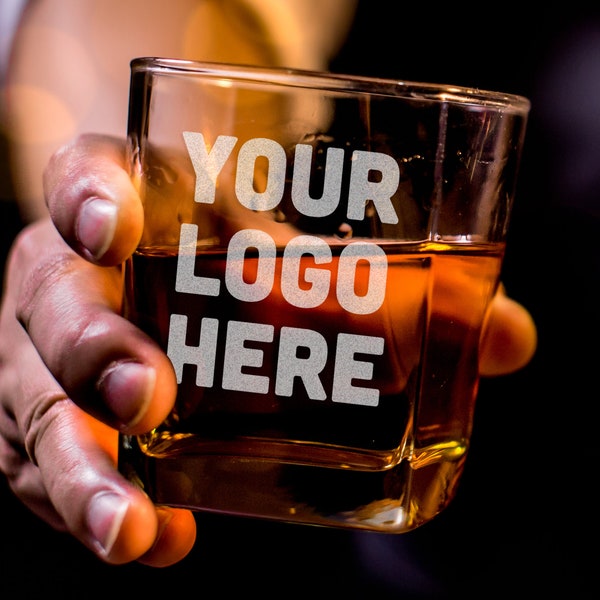 Engraved Whisky Glass Custom Logo Design for Bars, Pubs, Restaurants, Christmas Office Party Favors Clients, Employees, or Corporate  Gifts