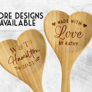 Personalized Heart Shaped Wooden Bamboo Spatula | Gifts for Women | Men | Housewarming | Anniversary | Couples | Chef | Birthday | Cooking