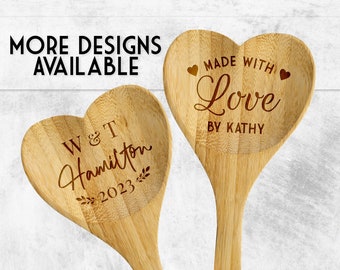 Personalized Heart Shaped Wooden Bamboo Spatula | Gifts for Women | Men | Housewarming | Anniversary | Couples | Chef | Birthday | Cooking