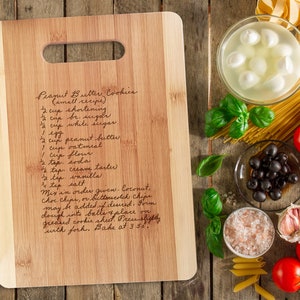 Handwritten Recipe Gift Engraved onto Cutting Board Favorite Family Grandmas Recipe for Mom Handwriting Kitchen Decor Custom 2023