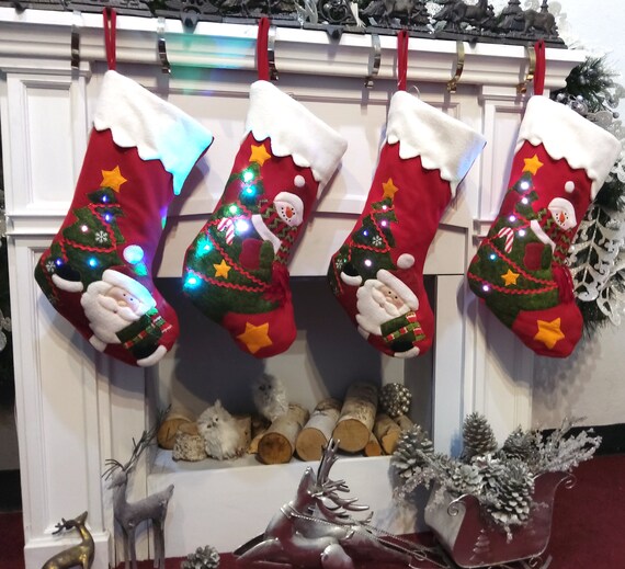 Light up Snowman Santa Personalized Christmas Stockings 3D Light up Snowman Santa Personalized Christmas Stockings 3D