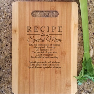 Mothers Gift Personalized Recipe for a Special Mom Custom Cutting Board Gift for Mom Mommy Birthday Mother's Day Christmas Gift from kids image 1