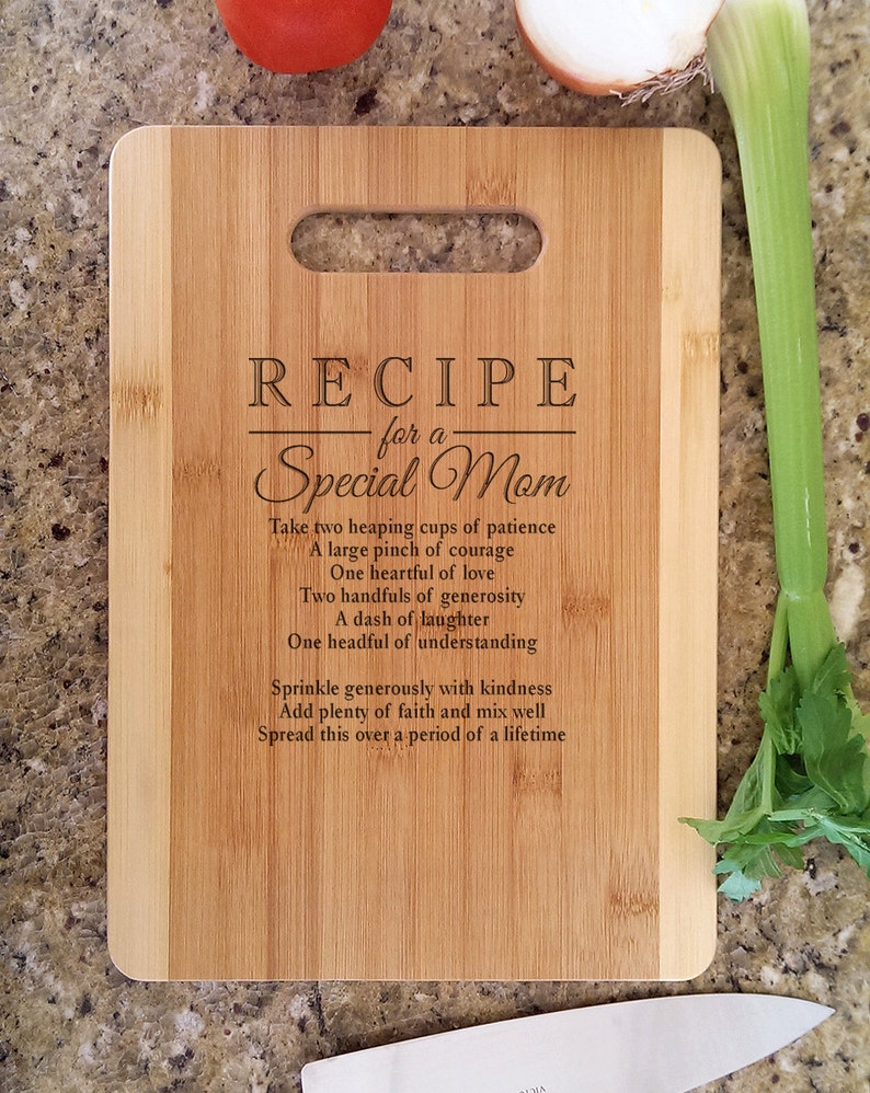 Mothers Gift Personalized Recipe for a Special Mom Custom Cutting Board Gift for Mom Mommy Birthday Mother's Day Christmas Gift from kids image 1
