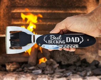 Best Bucking Dad Personalized Grilling Tools Kit BBQ Custom Grill Set for Dad Papa Fathers Day Country Wedding Father of Groom Barbecue Gift