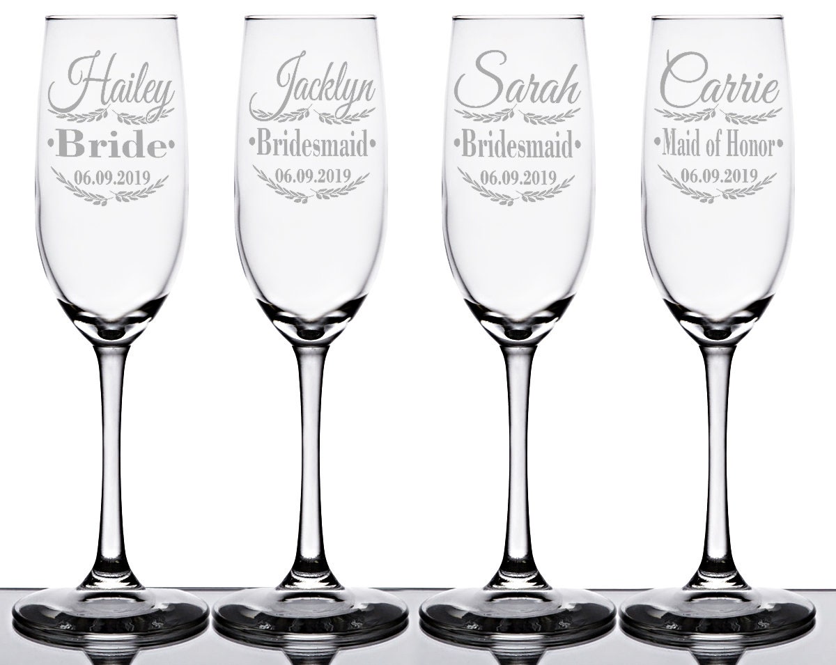 Champagne Glasses Wedding Day Bridesmaid Thank You From Bride Etsy