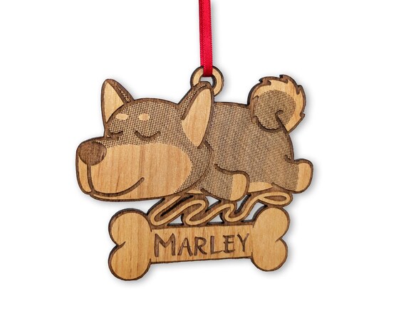 Shiba Inu Laser Engraved Wood Ornament With Name In Bone Best Dog Ever Birthday Present Gift Personalized Shiba Christmas Decor Idea For Mom