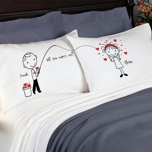 Cute Fishing for Love Boyfriend Girlfriend Valentines Day Gift Personalized Pillow Cover Couples Anniversary Stick People Bf Gf image 4