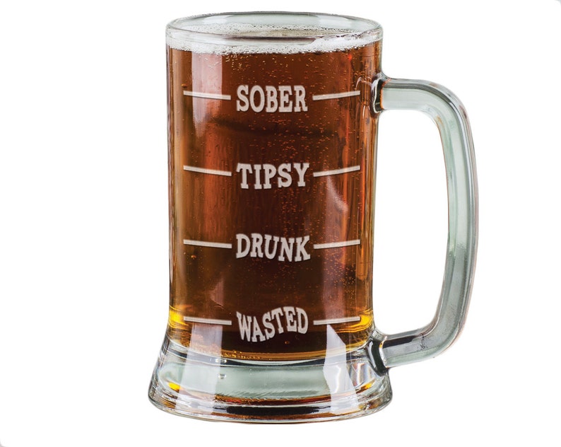 16 Oz SOBER Tipsy Drunk WASTED Funny Beer Glass Mug Engraved Etsy UK