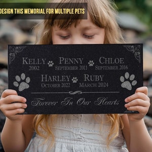 Personalized Dog Memorial Cat Memorial Granite Stone Pet Grave Marker Engraved In Memory of Headstone Custom Engraved Garden Memorial Stone image 10