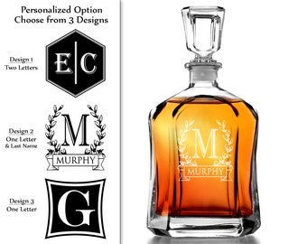 One Personalized 23.75 Oz Monogram Decanter Custom Engraved Whiskey Decanter Liquor groomsmen gift housewarming gift for him husband man dad