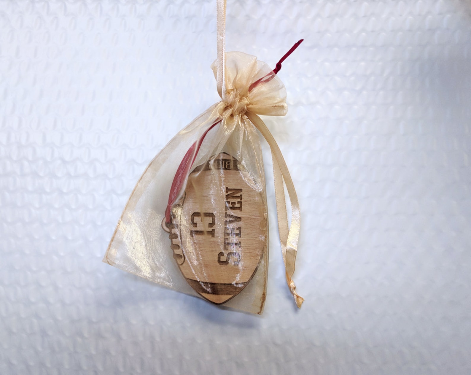 Laser engraved wood christmas ornament