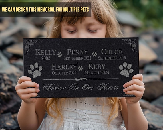 Personalized Custom Granite Dog Cat Memorial Headstone - Waterproof Pet Cemetery Marker with Photo Plaque for Outdoor Garden Stepping Stone