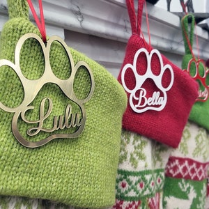 Engraved Paw & Pet Stocking Name Tag: Dog Lover Gift | Cat Christmas | Tree Decor | Personalized Ornament | Hanging Pendant | Gift Tags 2024