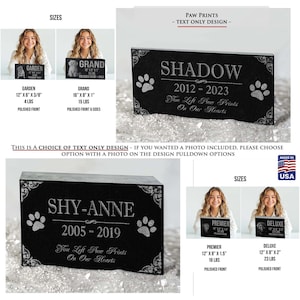 Personalized Dog Memorial Cat Memorial Granite Stone Pet Grave Marker Engraved In Memory of Headstone Custom Engraved Garden Memorial Stone Paws - No Photo