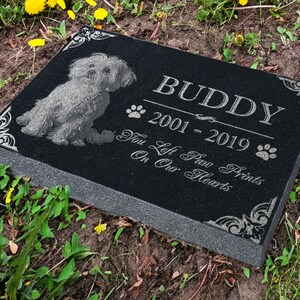 Personalized Custom Granite Dog Cat Memorial Headstone Waterproof Pet Cemetery Marker with Photo Plaque for Outdoor Garden Stepping Stone image 9