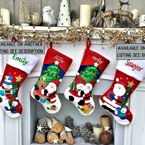 Applique Santa and Friends Christmas Stockings Embroidered with Names or Personalized Monogram for Kids and Adults image 6