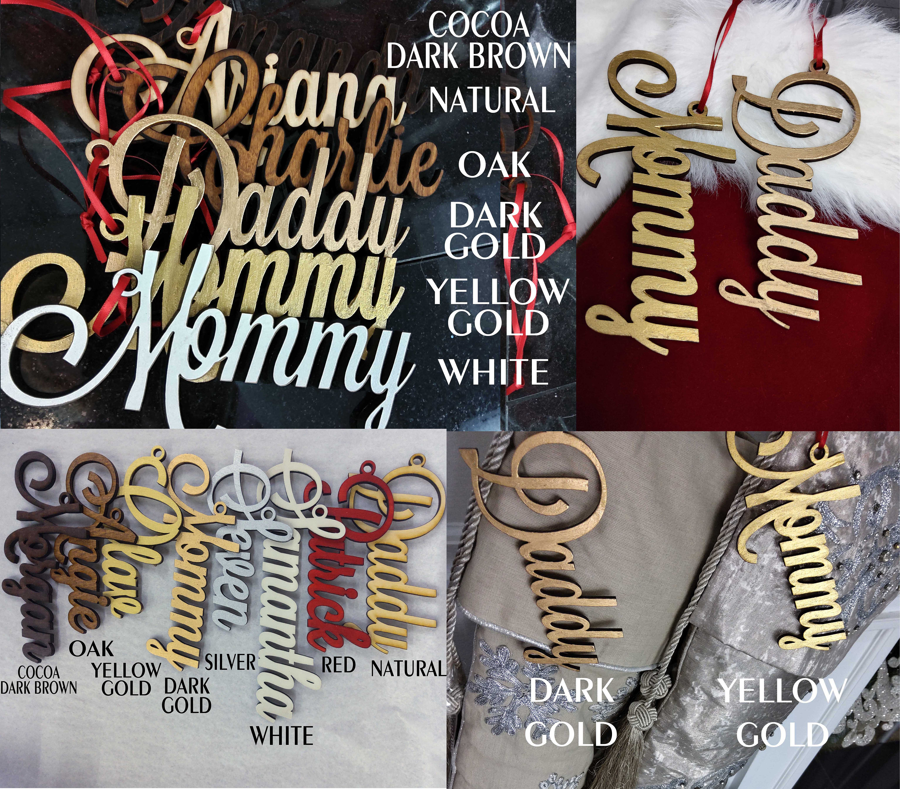 Gold Christmas Stockings Name Tags Acrylic Names for Stocking Family  Personalized Tag Decor for Holidays, Modern Decor item SAL260 