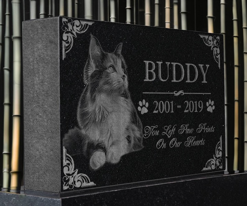 Personalized Custom Granite Dog Cat Memorial Headstone Waterproof Pet Cemetery Marker with Photo Plaque for Outdoor Garden Stepping Stone image 6