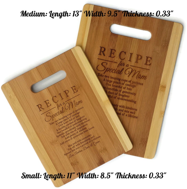 Mothers Gift Personalized Recipe for a Special Mom Custom Cutting Board Gift for Mom Mommy Birthday Mother's Day Christmas Gift from kids image 5