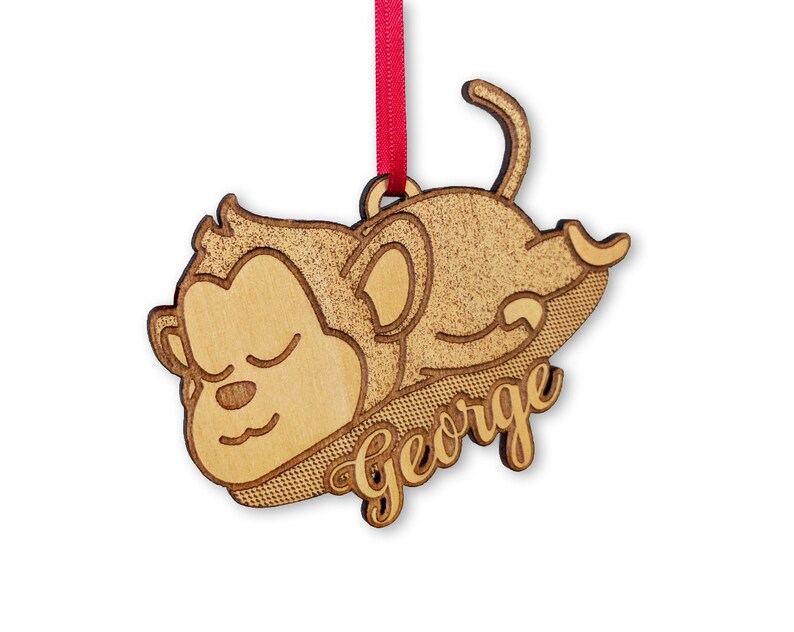 Personalized Wooden Monkey Ornament for Birthday Parties Decor Etsy