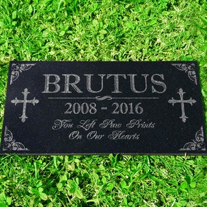 Pet Memorial Stone Personalized Cross Dog Cat Horse Memorial Plaque Custom Engraved Granite Grave Marker In Loving Memory Garden Headstone