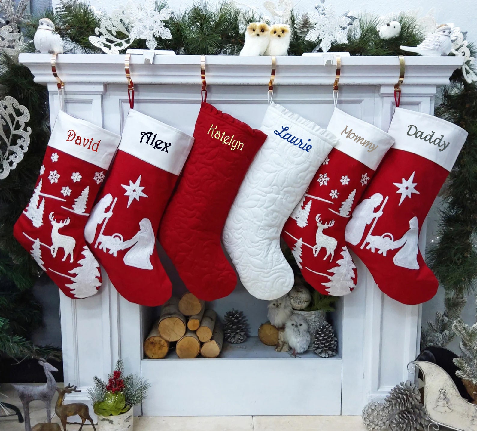 Simcat Weihnachtsstrumpf: Personalisierter Strumpf Mit Monogramm - Rot/weiß, 18 Cm, Für Kamin & Deko