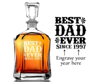 Best Dad Ever Since Decanter Fathers Day Gift Idea for Papa Daddy Grandpa Birthday Christmas Present New Dad Father in Law from Son Daughter