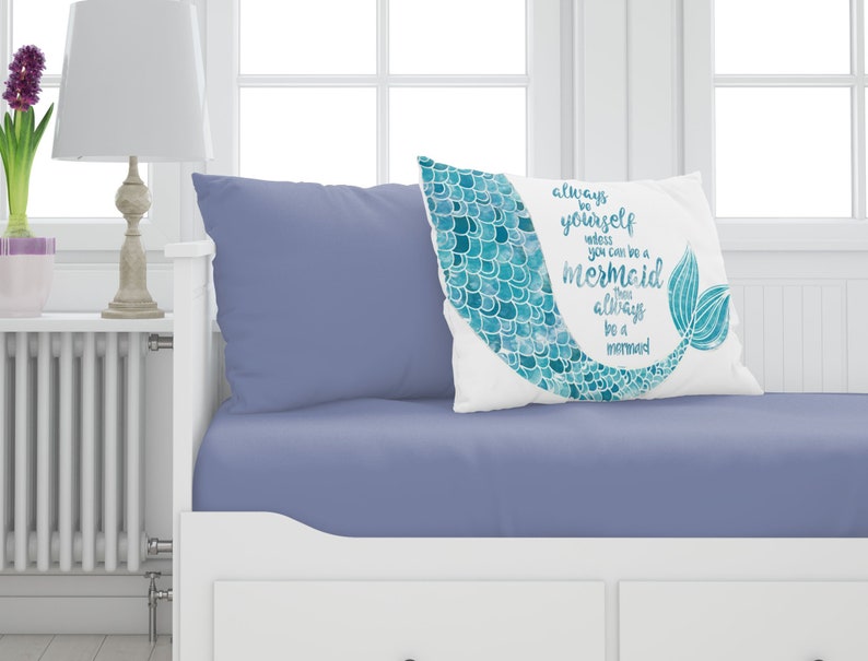 Mermaid Decor Mermaid Pillowcase Always be Yourself unless you can be a Mermaid Cute Pillow Case for Girls, Teens or Adult Mermaids image 1