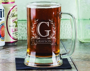 Personalized Monogram Collection: Engraved Beer Stein, Monogrammed Decanter or Whiskey Glasses for All Occasions