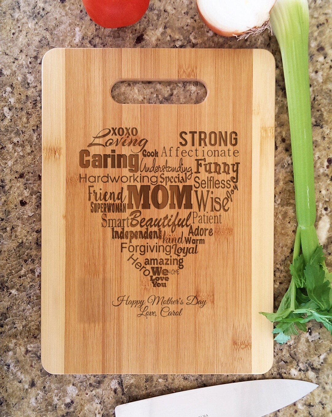 Personalized We Love You Mom Mothers Day Recipe Engraved Cutting Board ...