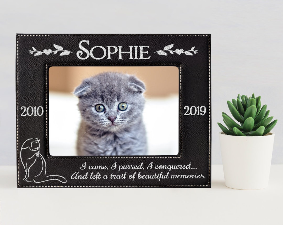 Personalized Cat Pet Picture Frame Engraved Pet Loss Memorial Plaque in ...